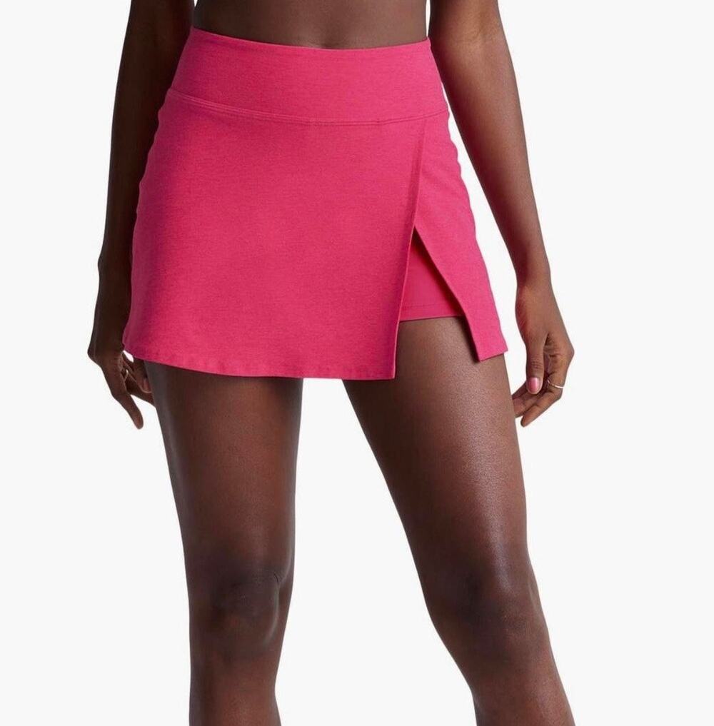 Beyond Yoga Pink High Waisted Crossover Tennis Skirt Skort Spacedye NWT Size XL